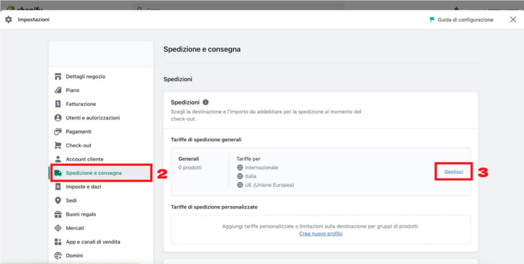 Spedizioni Shopify guida passo passo